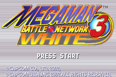 Mega Man Battle Network 3: White title screen for GameBoy Advance